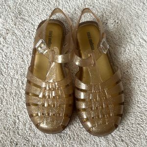 Mini Melissa gold jelly shoes
